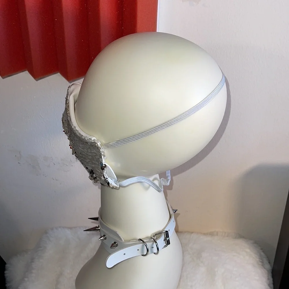 Handmade designer sequins  face mask on the inside a picket for filters